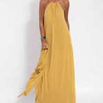 Two-piece Halterneck Tie Sleeveless Long Dress and Irregular Cardigan Set