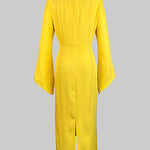 Flared Sleeves High Waisted Buttoned Solid Color Mock Neck Midi Dresses