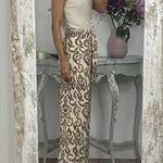 GALA waist tie ethnic totem pattern trousers