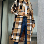 Nadorine Button Down Plaid Classic Long Shirt Jacket