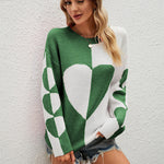 Nadorine Contrast Color Heart Sweater