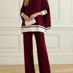 High-Low Long Sleeves Buttoned Split-Side Round-Neck Pullovers Sweater Tops