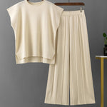 Women's Two Piece Outfits Sweater Sets Knit Pullover Tops High Waisted Pants Lounge Sets