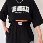 Two Piece Outfits Casual Lounge Sets Round Neck T-shirt Pullover with Pocket Joggers