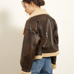 Loose Thick Lapel Velvet Imitation Leather Jacket Coat