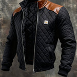 Lainey | Black Puffer Jacket Featuring Leather Shoulder Accents