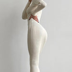 High Collar Mid-length Pitted Knitted Dresses Women's Solid Color Knitted Dress