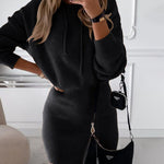 Hooded Sheath Mini Dress with Drawstring