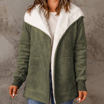 Fleece Long Sleeve Warm Teddy Coat Lapel Cardigan With Pocket