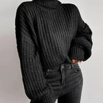 Rolled Neck Drop Shoulder Sweater
