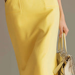 Stylish And Casual Yellow Stand-up Collar Sleeveless Midi Dress