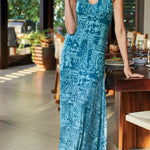 Elegant and Unique Printed V Neck Maxi Dress