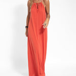 Two-piece Halterneck Tie Sleeveless Long Dress and Irregular Cardigan Set