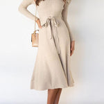 Bubble Long-sleeved Knitted Mid-length Dress