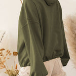 Zip Drawstring Long Sleeve Hoodie