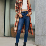 Nadorine Button Down Plaid Classic Long Shirt Jacket