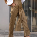 High Waisted Asymmetric Solid Color Pants Trousers