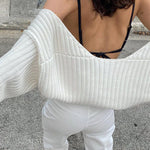 Puff Long Sleeve Rib Knit Short Fleece Cropped Cardigan