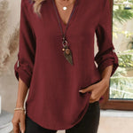 Camryn | Classic V-Neck Long Sleeve Shirt