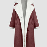 Faux Suede Drop Shoulder Pocket Longline Shearling Coat