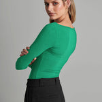 Nadorine Cutout Long-sleeved Pitted T-shirt Bodysuits