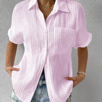 Short Sleeve Button Down Camp T-Shirts Casual Plus Size Tops