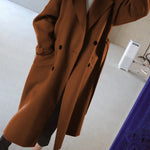 Urban Loose Solid Color Belted Woolen Coat