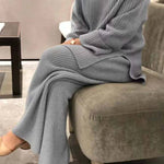 Fashion Rib Knitted Striped Suits