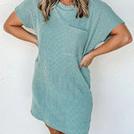 Striped Print Pocket Detail Tee Dress