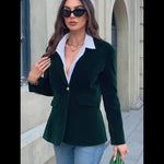Elegant Velvet Slim-fit Faux Pocket Suit Jacket