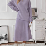 Elegant Knitted Two Pieces Sets One-shoulder Sweater Top Elastic Waist Fishtail Skirt