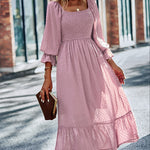 Nadorine Women's Bell Sleeve Shirred Bodice Ditsy Dress