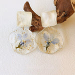 Pressed Flower Earrings - Epoxy Vintage Blue Romantic