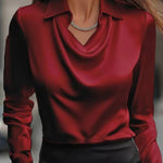 Temperamental Printed Simple Shirt Collar Ladies Top