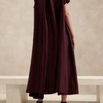 Loose Short Sleeves Pockets Solid Color Round-Neck Maxi Dresses