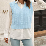 Womens Sweater Vests Cable Knit Sleeveless V-Neck Crop Tank Tops Sweaters Vest