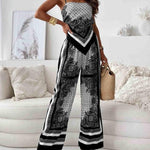 Stylish Printed Lace-Up Vest & Pants Two-Piece Set