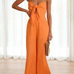 Vrinda Pocketed Adjustable Tie Smocked Back Jumpsuit
