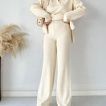 Women's Two Piece Sets Casual Loose Knitted Long Sleeve Sweater + Wide Leg Pants