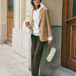 Lapel Collar Single Breasted Blazer Jacket with Pockets