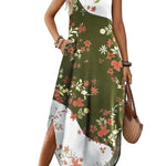 Casual V-neck halter slit bohemian beach resort maxi dress