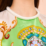 Oil-painted Art Midi Dress with Half Sleeves