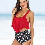 High Waisted Two Piece Beach Halter Print Bikini Bathing Swimsuits Tummy Controlled