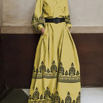 Long Sleeves Loose Buttoned Pleated Pockets Printed Stand Collar Jumpsuits
