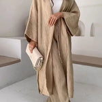 Fashion Long Slit Cardigan Casual Two-Piece Set