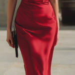 Scarlet Sculpted Square-Neck Sleeveless Midi Dress