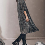 Women 3/4 Sleeve Sequined Kimono Cardigan
