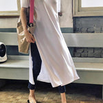 Casual Simple Split-Side Designed Long T-Shirt