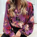 Zeagoo Zeagoo Bubble Sleeve Lapel V Neck Print Chiffon Shirt for Women Casual Business Work Office 2026 | Under $40