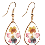 Van Gogh Water color Pressed Flower Tear Drop Earrings